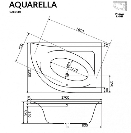 Акриловая ванна Excellent Aquarella 170x110 L/R