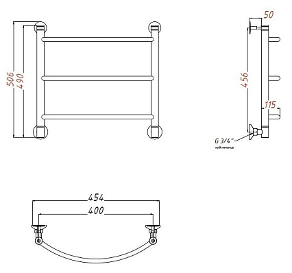 Полотенцесушитель водяной Aquanet Romeo 40x50 см