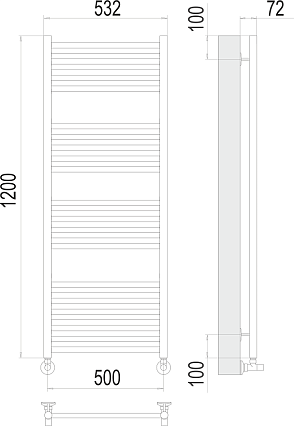 Полотенцесушитель водяной Terminus Аврора П22 500x1200, 4670078529398