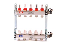 Коллекторная группа 1х3/4, 5 выходов, с расходомерами и термостатическими вентилями, нерж. сталь Uni-Fitt 450I4305