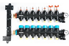 Коллекторная группа с расходомерами Federica Bugatti FB 1&quot;х3/4&quot; 7 выходов, пластиковый коллектор 2015369