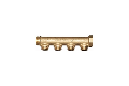 Коллектор латунный Giacomini 1" м/р, 4 выхода, база 16 мм, н/р, 35 мм R580CY044 027-4866