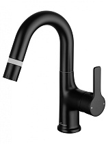 Смеситель для раковины Wonzon&Woghand WW-FE01L212-MB выдвижной излив, черный матовый