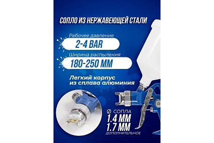 Краскораспылитель с регулятором давления и дополнительной дюзой Forsage F-W-827-14 51350