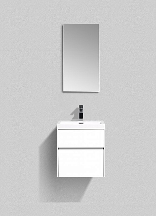 Тумба с раковиной BelBagno Pietra Mini 50 см, 2 асимметричных ящика, Bianco Lucido