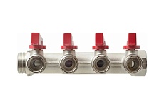 Коллектор СТМ 3/4&quot;х1/2&quot;х4, с шаровыми кранами, н/р S4MB3412