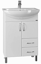 Тумба с раковиной Санта Сити 60 см с ящиками, белый