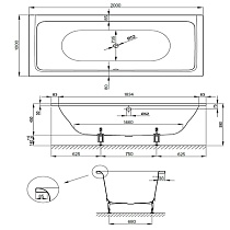 Стальная ванна Bette Free 200x100 6832-000 PLUS встраиваемая с шумоизоляцией, антигрязев. покрытие