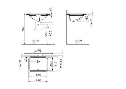 Раковина VitrA S50 5339B003-0012 встраиваемая снизу, 48 см