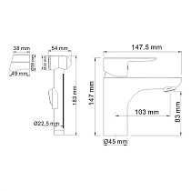 Смеситель для раковины WasserKRAFT Leine 3500 с гигиеническим душем