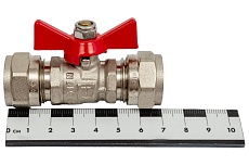 Шаровый кран с обжимным соединением Valtec 16, рукоятка бабочка VT.343.N.1616