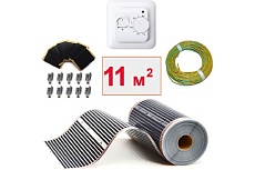 Плёночный электрический тёплый пол ТеплоСофт 11 м2, ширина 100 см, с терморегулятором, инфракрасная плёнка 11 м2 плёнка100 11метров