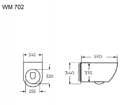 Подвесной унитаз Relisan WM 702 безободковый