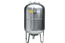 Вертикальный бак с ножками и манометром CRUWA 200 л, aisi 304 сталь, 10 бар, присоед. 1"замен мембрана epdm, пр-во by oren/турция/ CRW SS 200 VM
