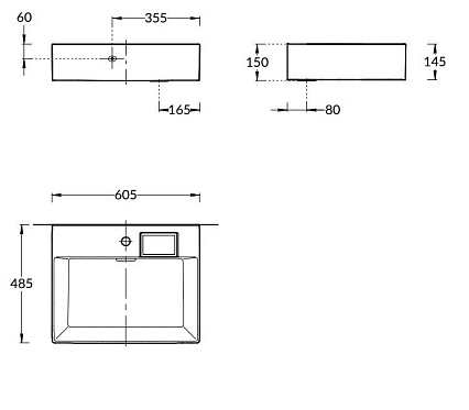 Раковина Kerama Marazzi Logica 60 см LO.wb.60.1, 1 отверстие