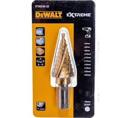 Сверло ступенчатое (4-22 мм; хвостовик 10 мм) DeWalt DT90246-QZ