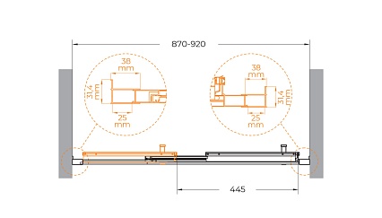 Душевая дверь Cezares MOLVENO-BF-3-90-C-GM-IV 90x195, прозрачная, оружейная сталь