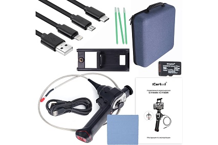 Управляемый видеоэндоскоп iCartool USB, 1Мп, 1280x720, 1м, 4мм зонд, всесторонняя артикуляция IC-V104AW