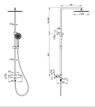 Душевая стойка Wonzon&Woghand Stick WW-88739903-CR термостат, хром