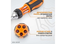 Реверсивная отвертка с набором бит Wiederkraft SL+PH, 6 предметов WDK-SR2007