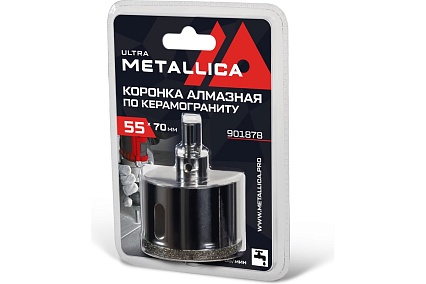 Коронка алмазная 55x70 мм, #46, со сверлом, по керамограниту, плитке, в блистере METALLICA Ultra 901878