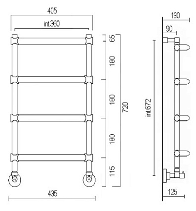 Полотенцесушитель водяной Margaroli Curved 432-4 золото 4323704GON