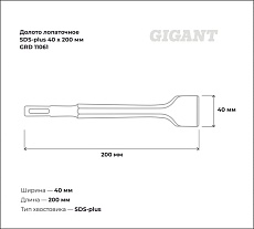 Долото лопаточное SDS-plus (40х200 мм) Gigant GRD 11061