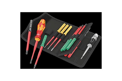 Набор бит с битодержателем WERA Kraftform Kompakt VDE 16 extra slim 1 Tool Finder 1x9x98; PH1x157; PH2x157; PZ1x157; PZ2x157; 1x1x157; 1x2x157; TX1 WE-006608
