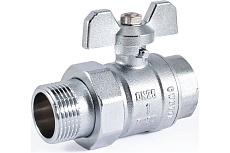 Шаровой кран PROFACTOR PF STANDARD с полусгоном хром, в/н ручка бабочка, 1 дюйм PF UBV 326CW
