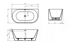 Акриловая ванна BelBagno BB710 140x75 см BB710-1400-750