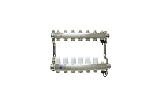 Коллекторная группа в сборе с термостатическими и запорными клапанами ONDO нерж сталь, 6 вых. OKGSP006