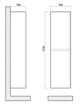 Шкаф пенал Art&Max Family-M 40 см, Hard Coal Family-M-1500-2A-SO-HC
