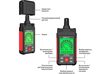 Цифровой детектор утечки взрывоопасных газов iCartool 0-1000 ppm IC-M101A