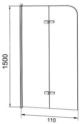 Шторка для ванны Grossman GR-106110 110x150 прозрачное, хром