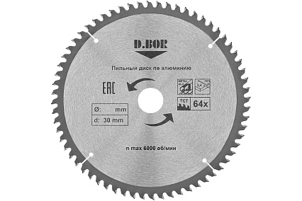 Пильный диск по алюминию 230x30/25.4 мм, Z64 D.BOR D-9K-412306405D