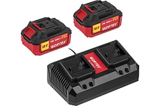 Набор Wortex аккумулятор 2x4 Ач, зарядное устройство 2x2 А ALL1, в коробке 1329413