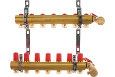 Комплект коллекторов Danfoss FHF-7 set с кронштейнами и воздухоотводчиками 7 контуров 088U0707