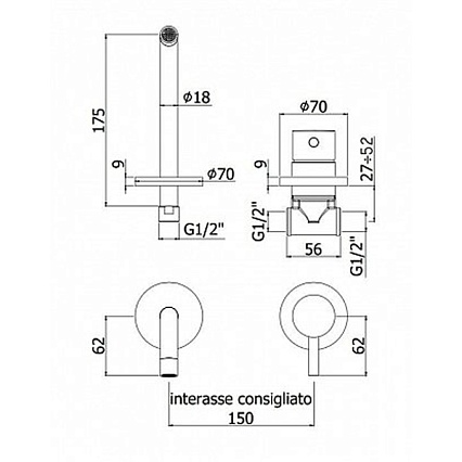 Смеситель для раковины Paffoni Light LIG006CR70 хром (17,5 мм)