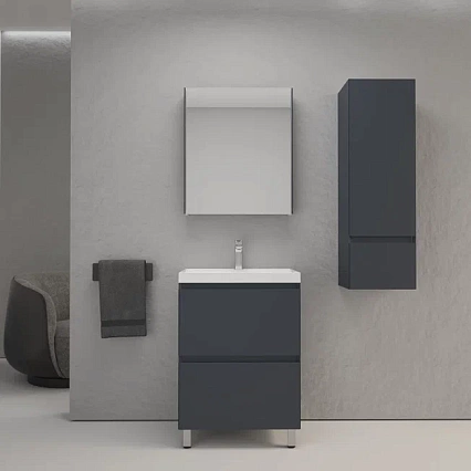 Тумба с раковиной Style Line Манхэттен 60 см напольная, графит