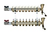Коллекторная группа Tiemme 9 отводов 1" с расходомерами, латунь 3870009 / 3871G060509