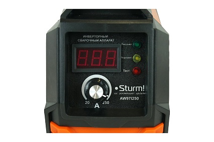 Сварочный инвертор Sturm 250А, ПВ 60%, 170-250В, HotStart/AntiStick/ArcForce AW97I250