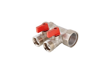 Коллектор с отсекающими кранами Valtec 1х2 выхода Евроконус 3/4" VTc.580.NE.0602