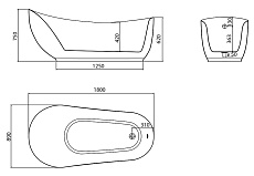 Акриловая ванна Grossman Style GR-2303MB 180x89 черный матовый