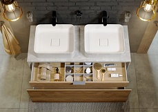 Мебель для ванной Aqwella 5 stars Mobi 120 см бетон светлый, фасад дуб балтийский