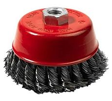 Кордщетка чашечная P.I.T. 100x0,5мм, стальная крученая проволока, резьба M14 APLS12-R100