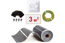 Плёночный электрический тёплый пол ТеплоСофт 3 м2, ширина 100 см, с терморегулятором, инфракрасная плёнка 3 м2 плёнка100 3метра