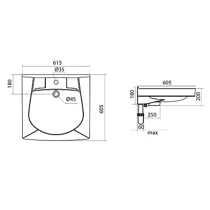 Раковина Santek Пилот 1.WH30.1.971 60