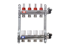 Коллекторная группа 1х3/4, 4 выхода, с расходомерами и термостатическими вентилями, нерж. сталь Uni-Fitt 450I4304