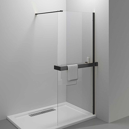 Душевая перегородка Vincea Walk-In VSW-4HR100CLB 100x200 черный, прозрачное