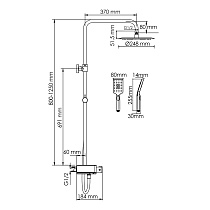 Душевая стойка WasserKRAFT A114.258.130.CB Thermo с термостатом, хром/черный